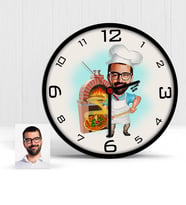 BK Gift Kişiye Özel Bay Kebapçı Karikatür Ahşap Duvar Saati  1
