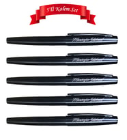 Kişiye Özel 5'li Siyah Lüks Metal Roller Kalem Kutulu
