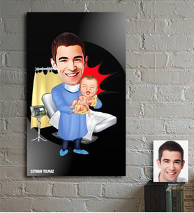 BK Gift Kişiye Özel Bay Ebe Karikatür Ahşap Tablo - 1