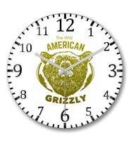 American Grizzly Duvar Saati Bombeli Gercek Cam