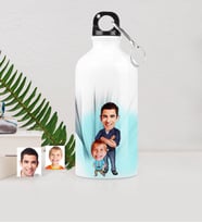 BK Gift Kişiye Özel Baba Oğul Karikatürlü Metal Suluk 500 Ml 2
