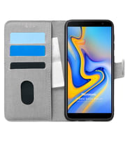 Microsonic Samsung Galaxy J6 Plus Kılıf Fabric Book Wallet Gri