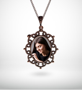 BK Gift Kişiye Özel Fotoğraflı Otantik Eskitme Bakır Kolye Model 3