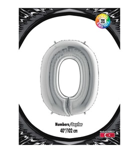0 Rakam Kikajoy Gümüş Folyo Balon 102 cm (40 inch)