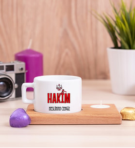 Hakim Ahşap Altlıklı Mumlu Fincan