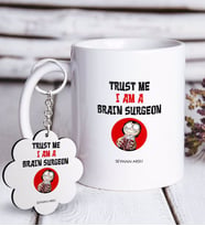 BK Gift Kişiye Özel Mesleki Beyin Cerrahı Beyaz Kupa ve Anahtarlık Hediye Seti (Model 1)