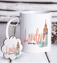BK Gift Kişiye Özel London Beyaz Kupa ve Anahtarlık Hediye Seti-2 (Model 1)