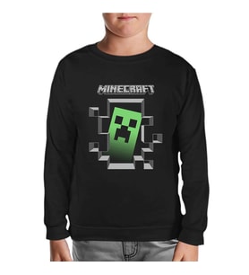Minecraft Siyah Çocuk Sweatshirt