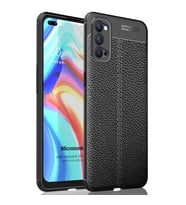 Microsonic Oppo Reno 4 Kılıf Deri Dokulu Silikon Siyah