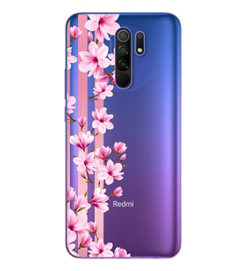Transparan Çiçek Tasarımlı Süper Şeffaf Silikon Telefon Kılıfı Xiomai Redmi 9