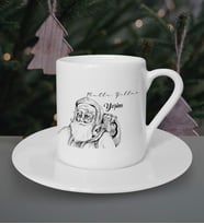 Kişiye Özel Mutlu Yıllar Noel Baba Tasarımlı Beyaz Kahve Fincanı