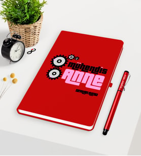 BK Gift Kişiye Özel Mühendis Anne Kırmızı Defter Kalem Seti