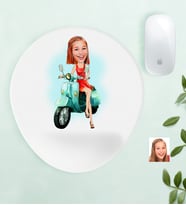 BK Gift Kişiye Özel Bayan Karikatürlü Bilek Destekli Mouse Pad-23 (Beyaz)