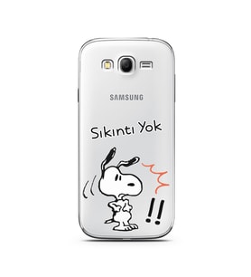Snoopy Tasarımlı Süper Şeffaf Silikon Telefon Kılıfı Samsung Grand Neo