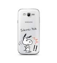 Snoopy Tasarımlı Süper Şeffaf Silikon Telefon Kılıfı Samsung Grand Neo