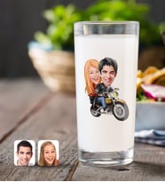BK Gift Kişiye Özel Sevgililer Karikatürlü Rakı Bardağı-17 (Beyaz)