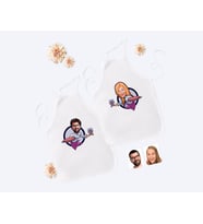 BK Gift Kişiye Özel İkili Erkek ve Kadın Chef Karikatürlü Beyaz Mutfak Önlüğü Seti-13