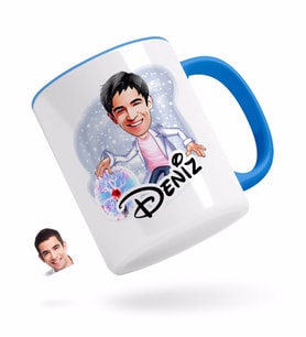 BK Gift Kişiye Özel Erkek Elektrik Mühendisi Karikatürlü Mavi Kupa Bardak-1