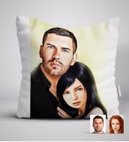 BK Gift Kişiye Özel Sevgililer Karikatürlü Beyaz Yastık-36