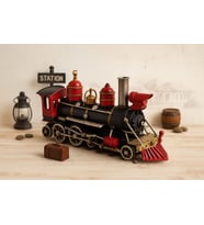Nostaljik Metal Kara Tren Siyah Lokomotif (Kırmızı) E-2324SS
