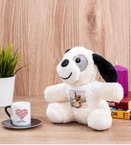 Love Tasarım Hediyelik Siyah Türk Kahvesi Fincanı ve Peluş Köpek