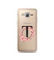Pembe Çiçekli Harf Tasarım Süper Şeffaf Silikon Telefon Kılıfı Samsung J3 (2016)