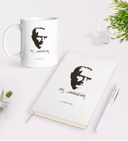 BK Gift Kişiye Özel Atatürk Temalı Beyaz Defter Kalem Kupa Seti-23 (Model 1)