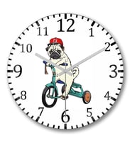 Pug Köpek 02 Duvar Saati Bombeli Gercek Cam