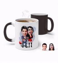 BK Gift Kişiye Özel Sevgililer Karikatürlü Sihirli Kupa Bardak-1 (Beyaz)