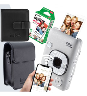 Fujifilm instax Mini LiPlay Fotoğraf Makinesi + Çanta + Albüm + 20'li Film Set (beyaz)