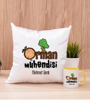 Orman Mühendisi Kare Yastık ve Sarı Kupa Bardak