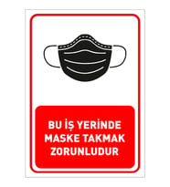 MIGNATIS - Bu İşyerinde Maske Takmak Zorunludur Yazısı Sticker Afişi 35x50cm SYL29