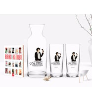 BK Gift Kişiye Özel Renkli Baskılı Çünkü Sen Çölüme Yağmur Oldun Tasarımlı İkili Rakı Bardağı Karaf ve Cep Kitabı Hediye Seti-2 (Model 1)