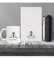Kişiye Özel UV Baskılı Klasik Model Beyaz Defter ve Beyaz Tükenmez Kalem ve Kupa Seti