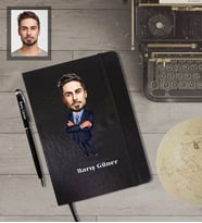 Kişiye Özel Öğretmen KarikatürlüSiyah Defter Kalem Hediye Seti  Bay-8