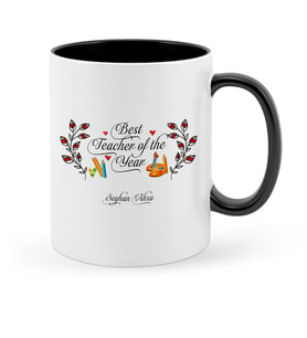 BK Gift Kişiye Özel Yılın En İyi Öğretmeni Siyah Kupa Bardak  1