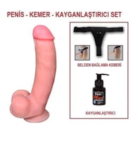 LilituShop 21 cm Belden Bağlamalı Yeni Nesil Realistik Penis + Kemer + Kayganlaştırıcı
