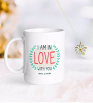 BK Gift Kişiye Özel Sevgililer Günü Kupa ve Çift İsimli Papatya Kolye-58 (Model 1)