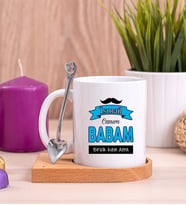 Canım Babam Ahşap Altlıklı Beyaz Kupa Bardak