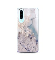 Lila Mermer Tasarımlı Süper Şeffaf Silikon Telefon Kılıfı Huawei P30  