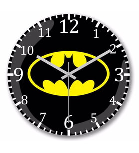 Batman Logo  Duvar Saati Bombeli Gercek Cam