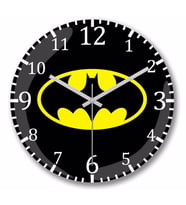 Batman Logo  Duvar Saati Bombeli Gercek Cam