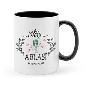 BK Gift Kişiye Özel Yılın En İyi Ablası Siyah Kupa Bardak  1