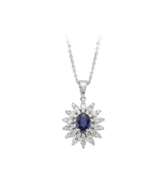 Sirius Pırlanta ve Oval Safir Taşlı Anturaj Kolye 0704P0094