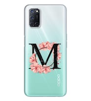 Pembe Çiçekli Harf Tasarım Süper Şeffaf Silikon Telefon Kılıfı Oppo A52-A72 M-Ha
