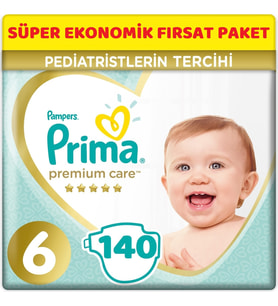 Prima Premium Care Bebek Bezi Beden:6 (13+Kg) Extra Large 140 Adet Süper Ekonomik Fırsat Pk