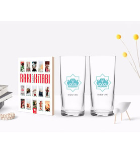 BK Gift Kişiye Özel Renkli Baskılı Aksaray Tasarımlı Turistik İkili Rakı Bardağı ve Rakı Cep Kitabı Hediye Seti-1 (Model 1)