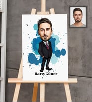 Kişiye Özel İş Adamı Karikatürlü  Ahşap Tablo 30x47 Bay-6