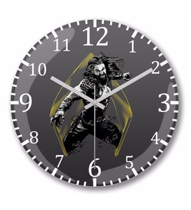 Aquaman  Duvar Saati Bombeli Gercek Cam