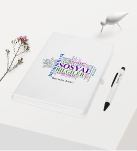 BK Gift Kişiye Özel Sosyal Bilgiler Öğretmeni Temalı Beyaz Defter Kalem Hediye Seti - 1